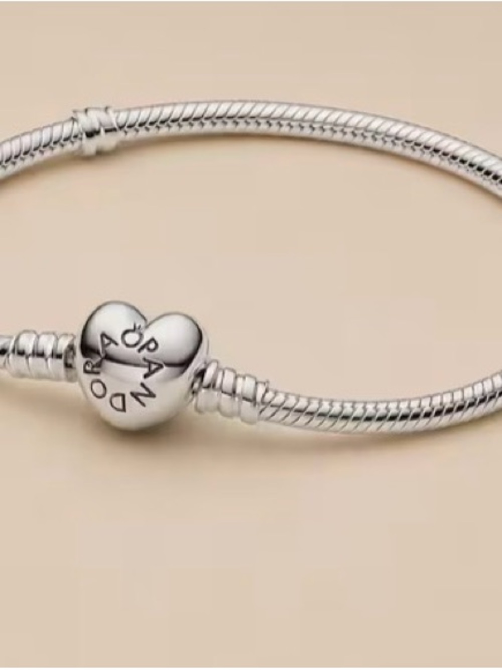 Pandora Silver Heart Clasp Snake Chain Bracelet